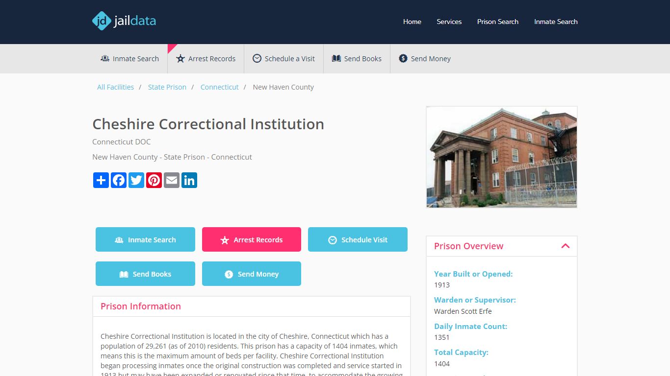 Cheshire Correctional Institution Inmate Search and Prisoner Info ...