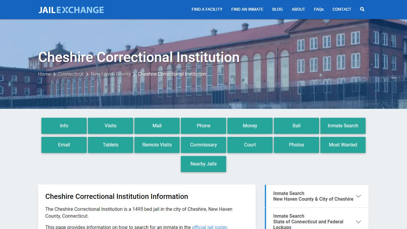 Cheshire Correctional Institution, CT Inmate Search, Information